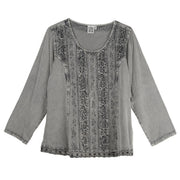 Parsley & Sage Tippy Top Vintage Washed Tonal Soutache Shirt (Silver)(24F581C)