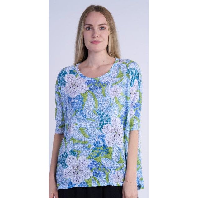 Shana Crinkle Floral Dolman Sleeve Top