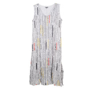 Shana V-neck Vertical Lines Tank Dress (25036)(White)