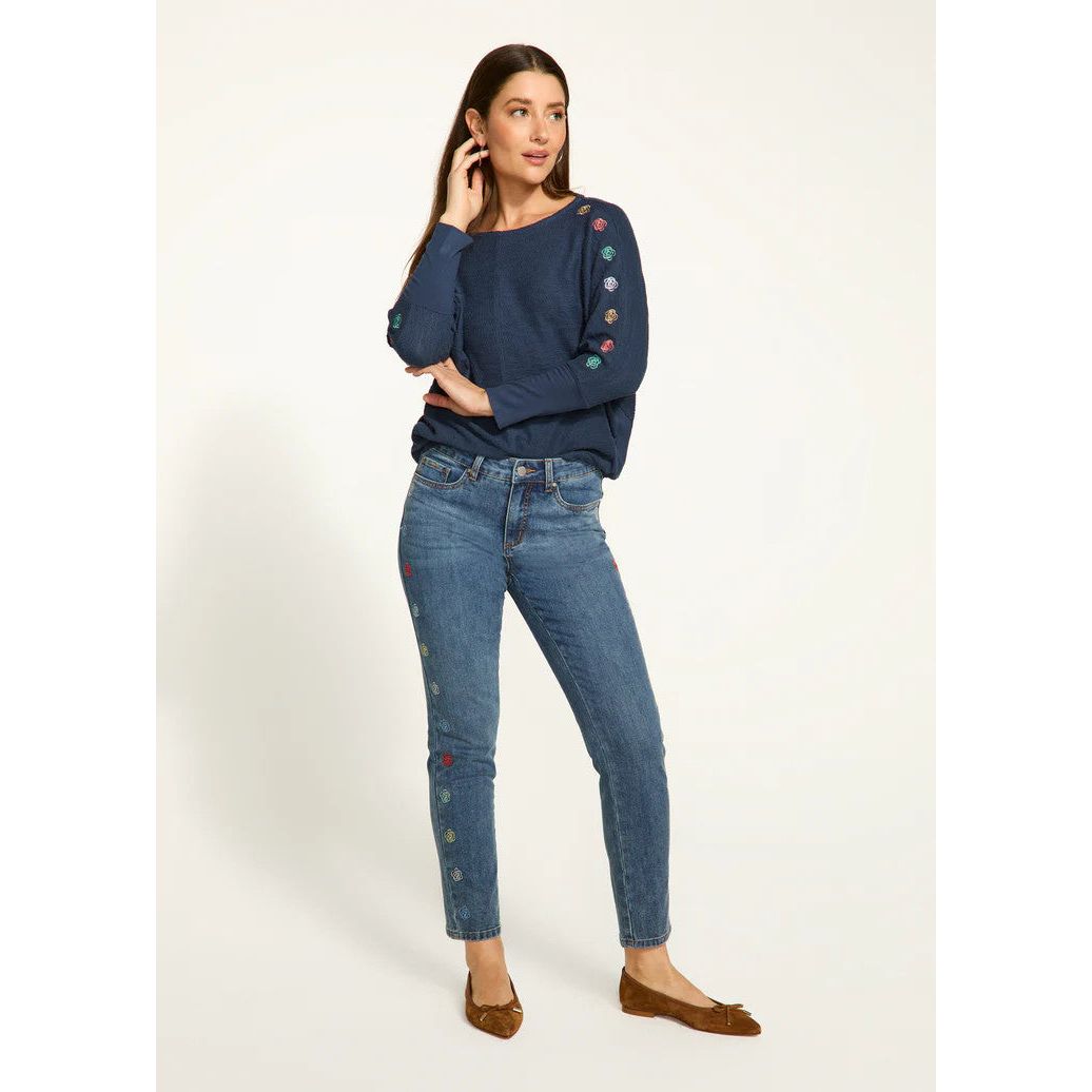 FDJ French Dressing Olivia Floral Side Embroidery Pencil Ankle Jeans