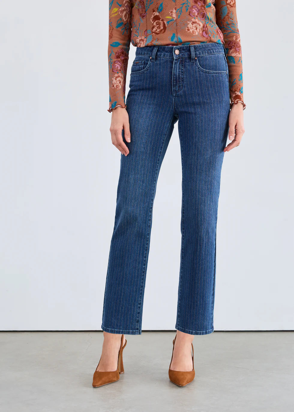 FDJ French Dressing Olivia Pinstripe Straight Ankle Denim Jean (2507779)(Dark Wash)