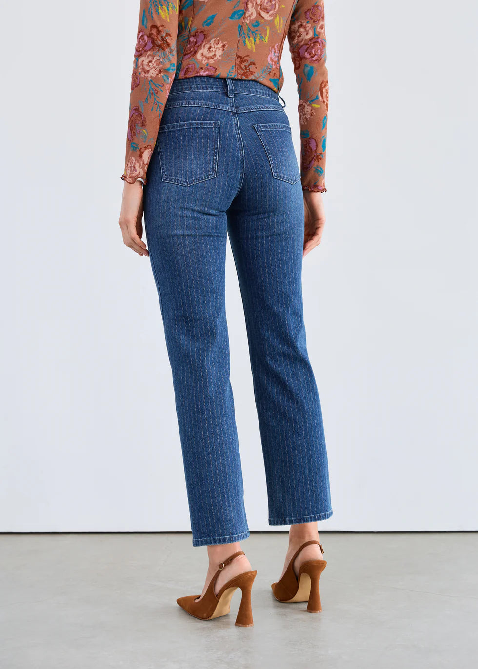 FDJ French Dressing Olivia Pinstripe Straight Ankle Denim Jean (2507779)(Dark Wash)