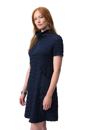 Joseph Ribkoff Bubble Jacquard A-line Dress ( 251084-2166) (Navy)