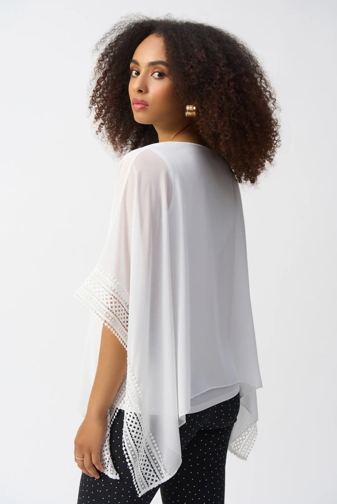 Joseph Ribkoff Chiffon Poncho Top Style (251095)(Vanilla)(Size 10)