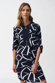 Joseph Ribkoff  Geo Print Straight Dress  (251143)(Midnight Blue )( Size 10)