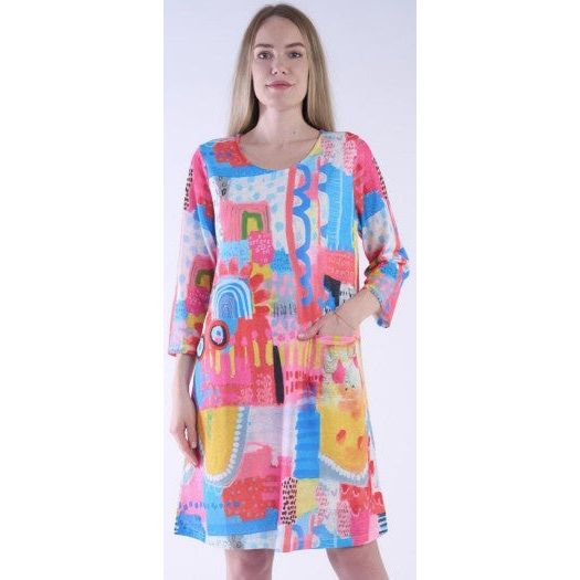 Shana Print One Pocket Slub Knit Dress