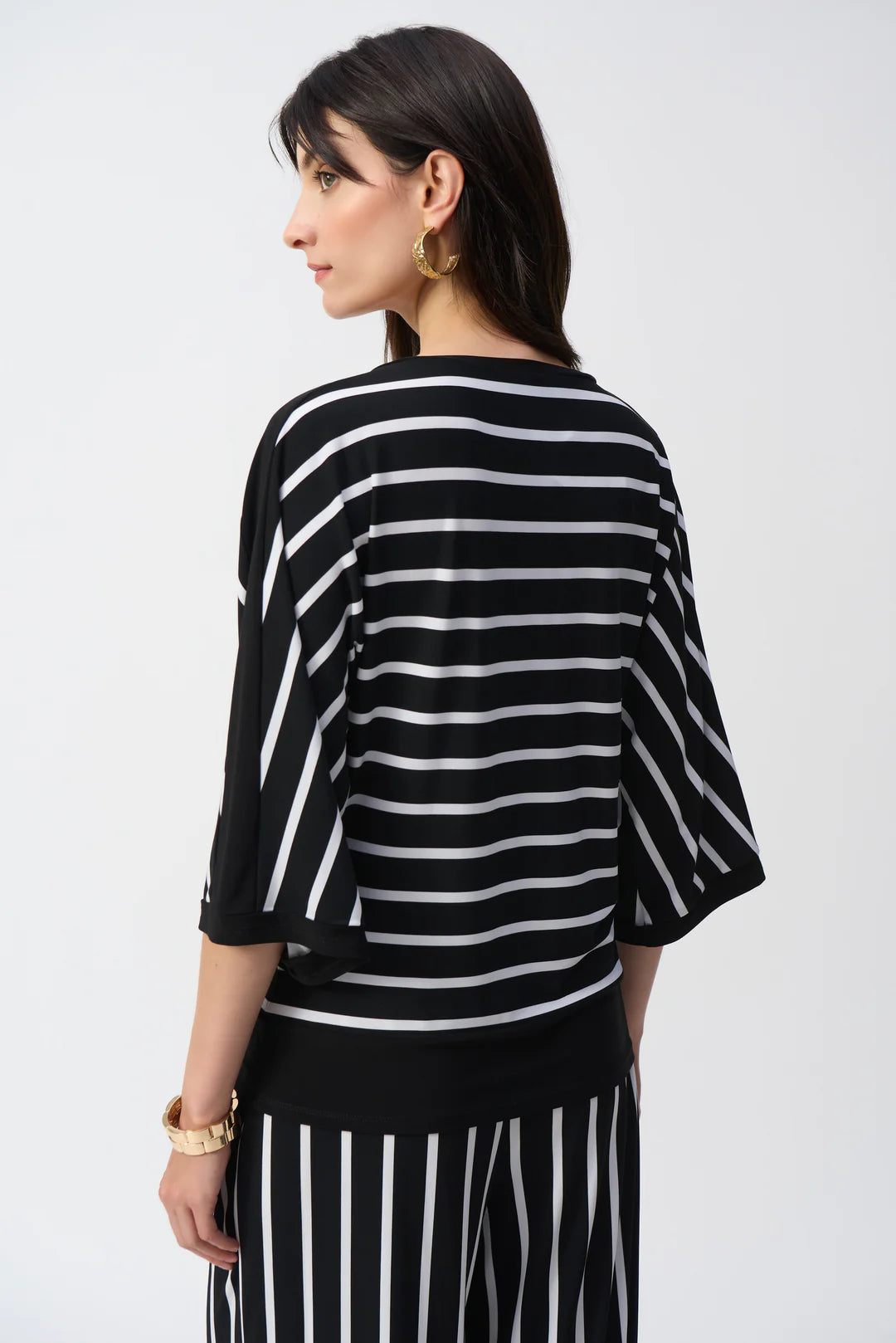 Joseph Ribkoff Knit Stripe Print Top (251190)(Black Vanilla)