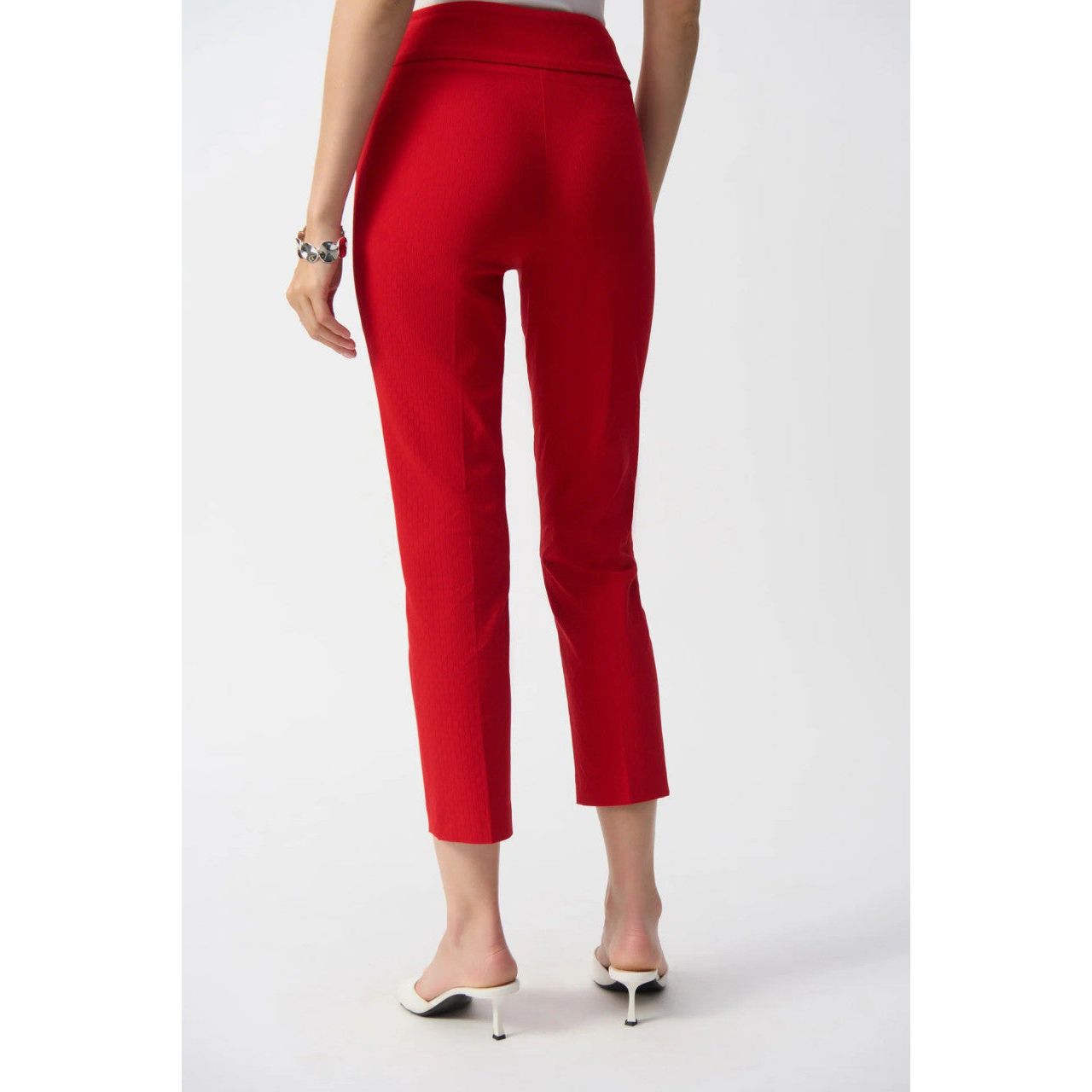 Joseph Ribkoff Textured Red Pull-On Crop Pant