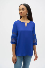 Joseph Ribkoff Georgette Straight Tunic Top (252077)(Royal Sapphire)(Size 12)
