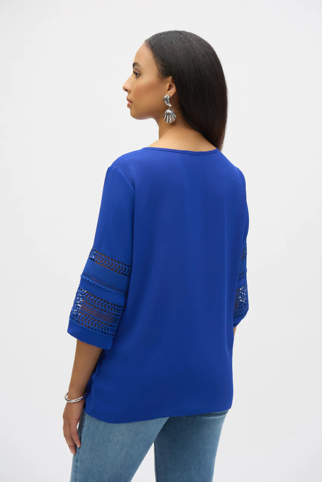 Joseph Ribkoff Georgette Straight Tunic Top (252077)(Royal Sapphire)(Size 12)