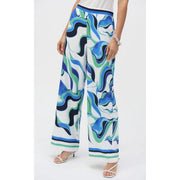 Joseph Ribkoff Print Wide Leg Pant (WHT/NVY/GRN)