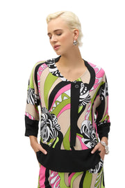 Joseph Ribkoff  Retro Print  Tunic (252106)(Black Multi)