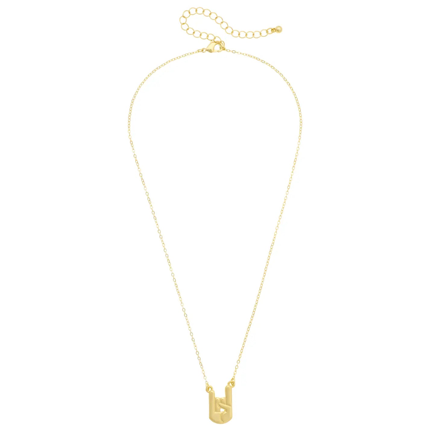 Texas Longhorn Canvas Style  24K Stamped Hook'em Necklace(27492N-TEX)