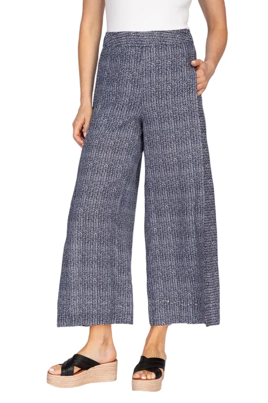 Olivia Stripe Gemma Flood Pant Flax Linen (252222) (Navy and White)