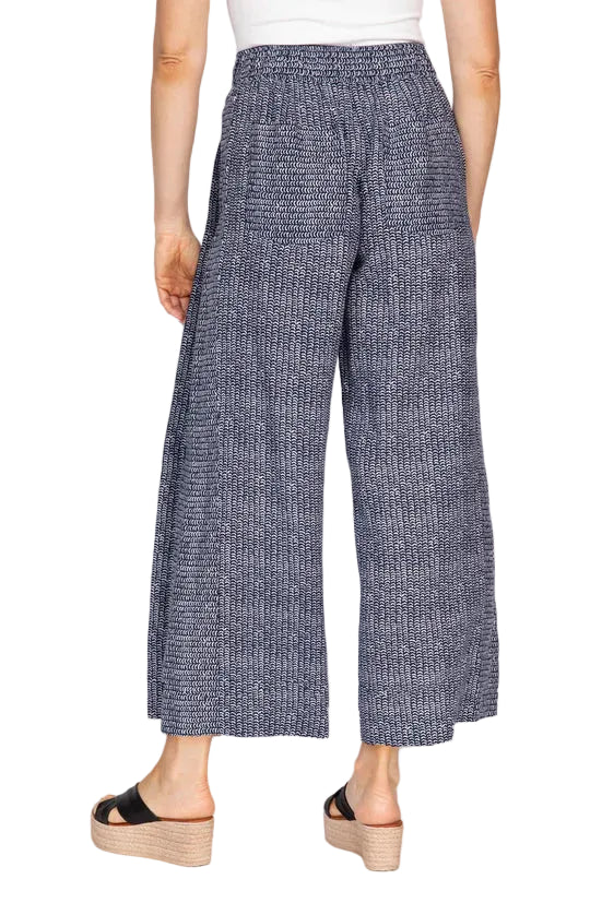 Olivia Stripe Gemma Flood Pant Flax Linen (252222) (Navy and White)