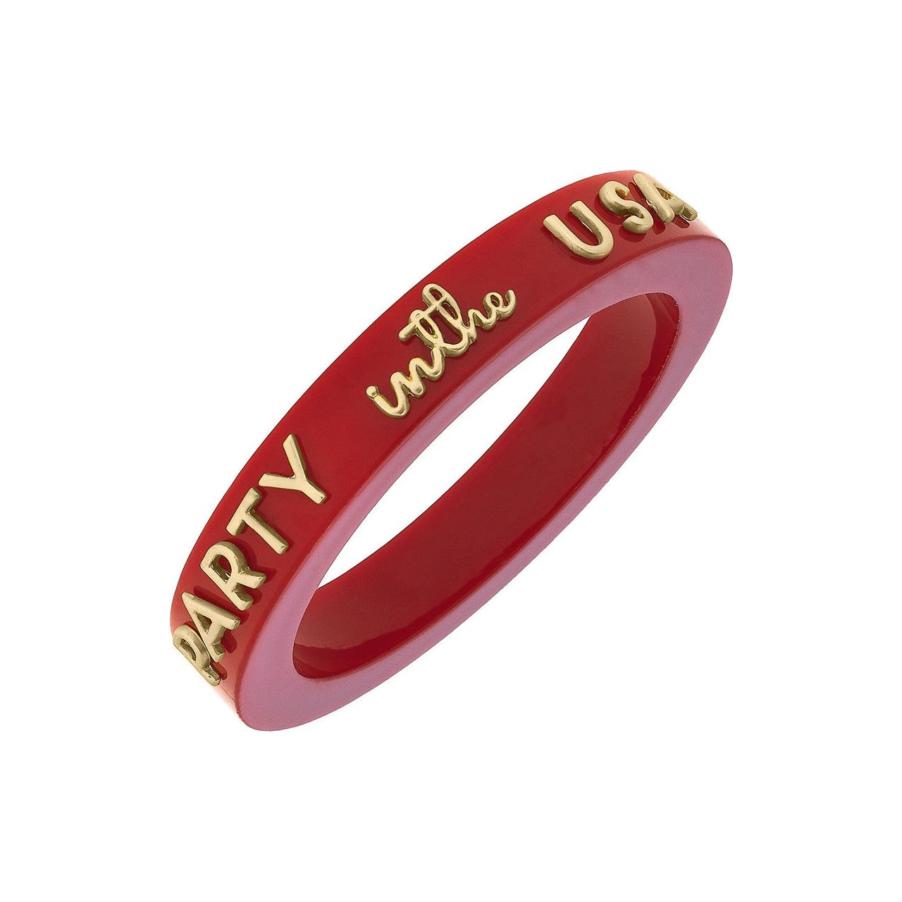 Canvas Party in the USA Resin Bangle (25256B-RD) RED