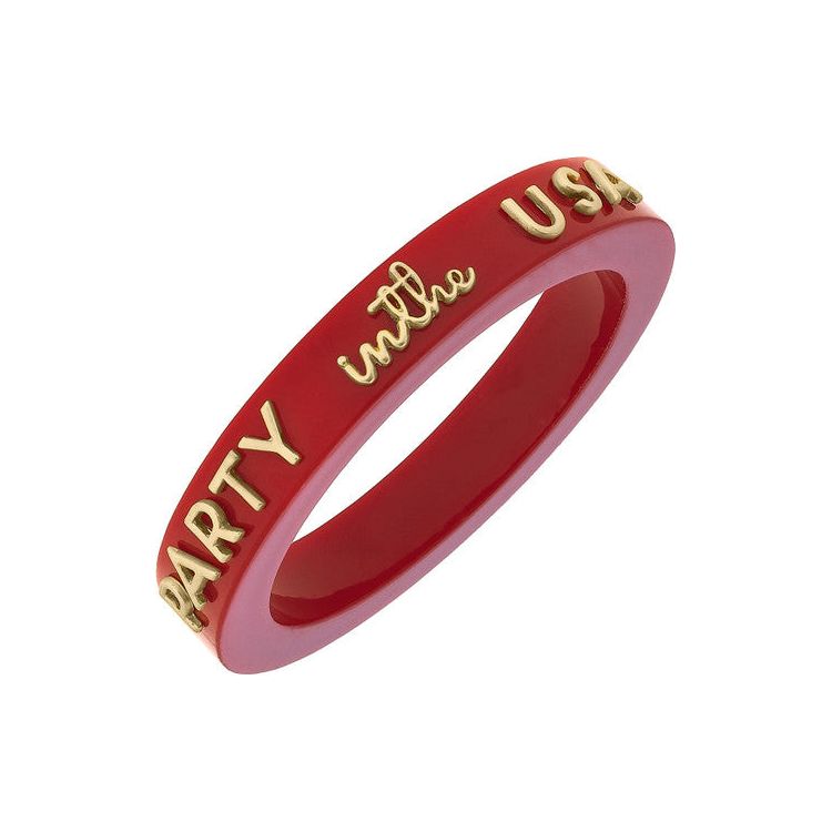 Canvas Party in the USA Resin Bangle (25256B-RD) RED