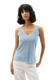 Joseph Ribkoff Metallic Knitted  Tank (262915S26)(Sky Blue)