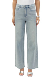 Joseph Ribkoff Wide Leg Jean With Crystals (252916-47)(Lt Denim)