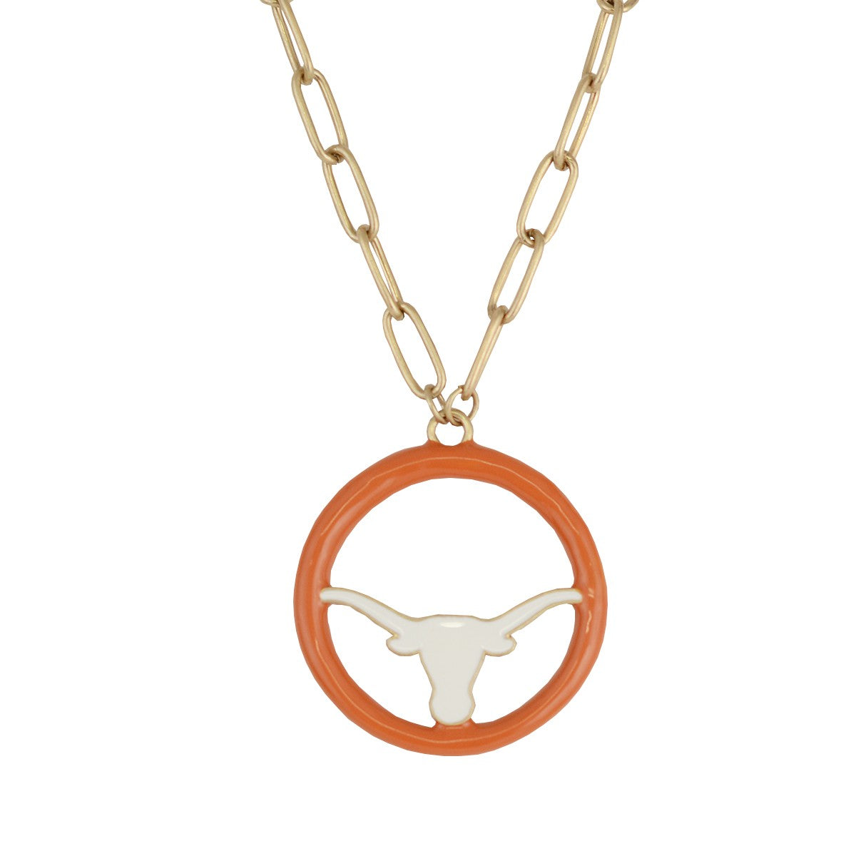 Texas Longhorn Canvas Logo Enamel Medallion 32" Necklace (25292N-TEX)