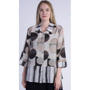 Shana Print Stripe Mix Media Shirt