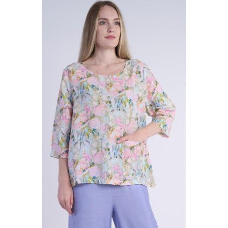 Shana Rose Print One Pocket Top