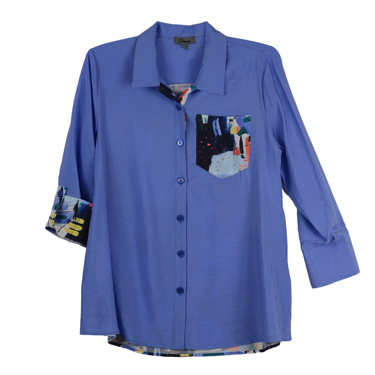 Shana Print Back Pocket Shirt (PURP)