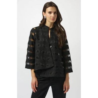 Joseph Ribkoff Burnout Grid Black Jacket