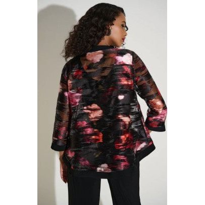 Joseph Ribkoff Burnout Floral Print Black Jacket