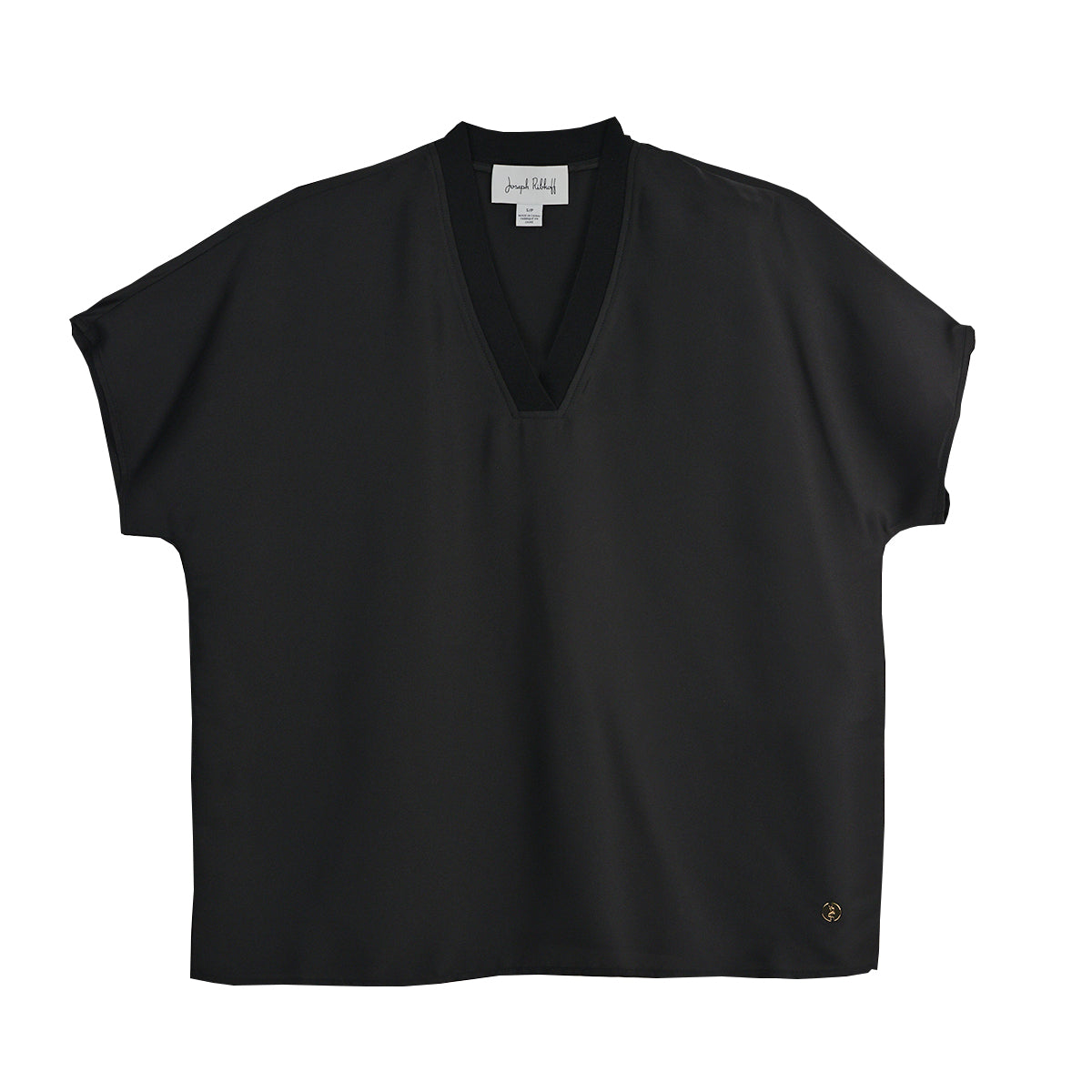 Joseph Ribkoff V-Neck Satin Pullover (253921)(Black)