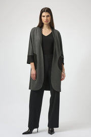 Joseph Ribkoff Scuba Jersey Long Jacket (254040) (Grey/Black)