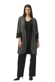 Joseph Ribkoff Scuba Jersey Long Jacket (254040) (Grey/Black)