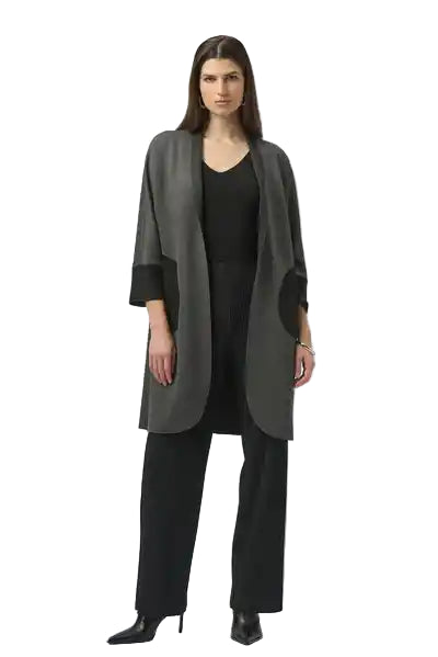 Joseph Ribkoff Scuba Jersey Long Jacket (254040) (Grey/Black)
