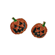 Canvas Style Rhinestone Bling Jack-O-Lantern  Earrings (25488E-OR)