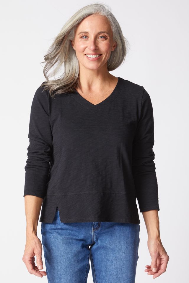 Habitat Pebble Seamed Long Sleeve Black Tee (27555)
