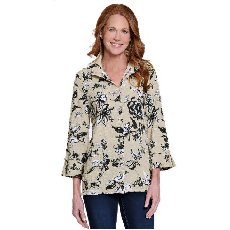 Ali Miles Print Woven Pucker Tunic (A25614BM)