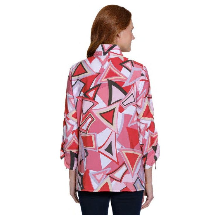 Ali Miles Woven Geo Patter Pop-Over Tunic (PNK)