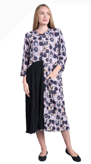 Shana European Crushed Polyester Drop Waist pocket  Dress (25679)