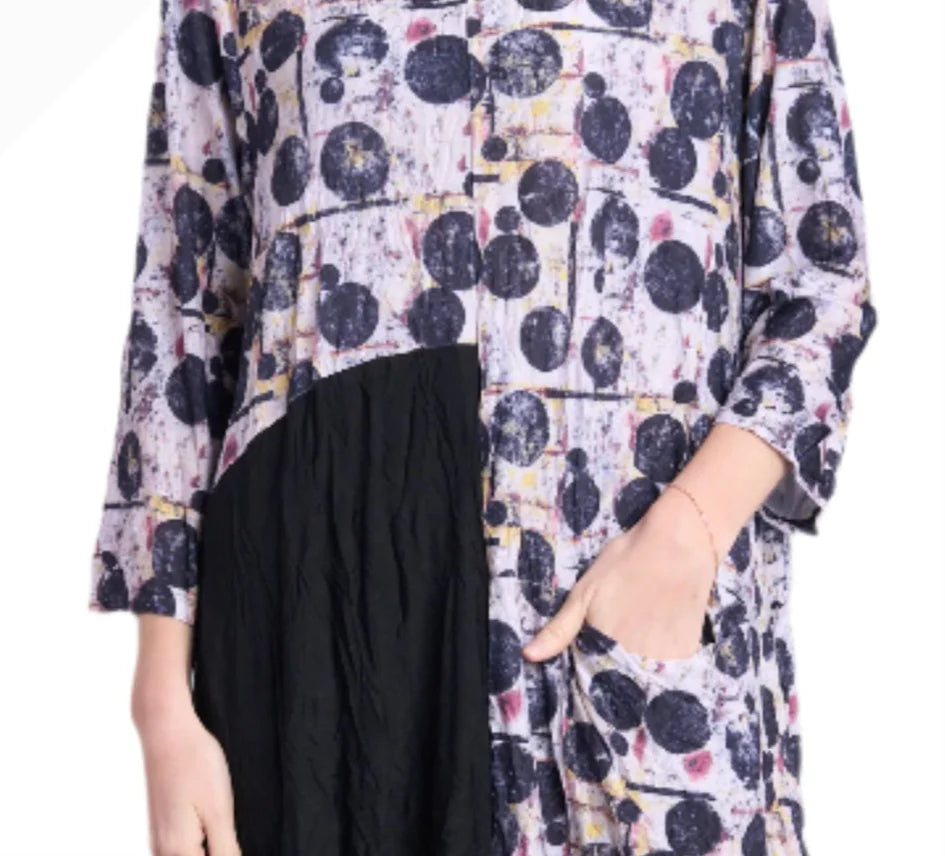 Shana European Crushed Polyester Drop Waist pocket  Dress (25679)