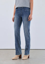 FDJ French Dressing Pull-on Straight Leg Tonal Embellished Jean (2574669)(Medium Blue)