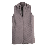 Shana Solid Grey Long Hoodie Quilted Vest (25750)