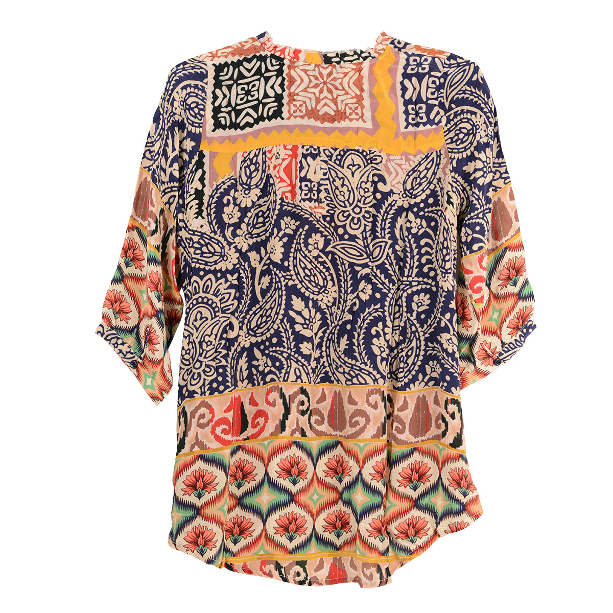 Shana Paisley Silk Viscose Ruched Tunic (25934)(Paisley)