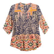 Shana Paisley Silk Viscose Ruched Tunic (25934)(Paisley)