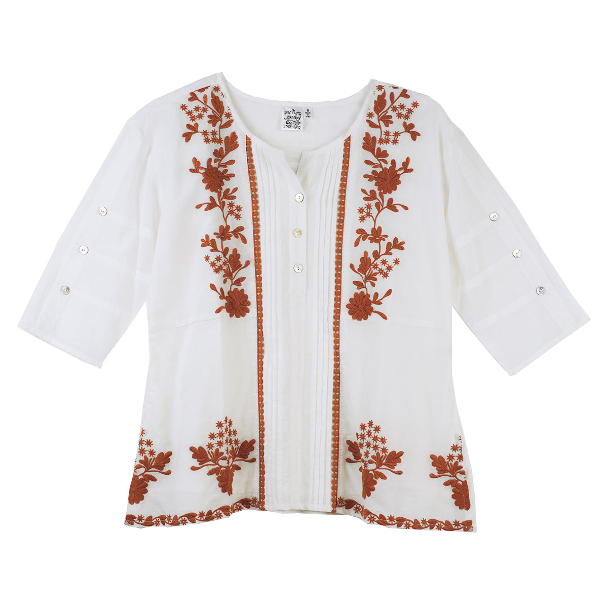 Parsley & Sage Ina  3/4 Sleeve Embroidered  Top (2 Colors) (25T11C)