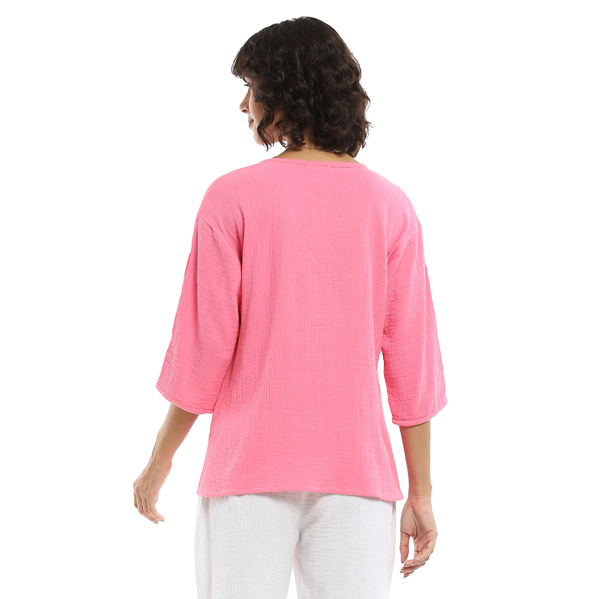 Parsley & Sage Shawn Button Sleeve Detail Solid Top (3 Colors)(25T40C)