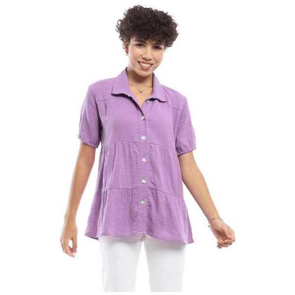 Parsley & Sage Daisy Solid Lilac Tiered Shirt