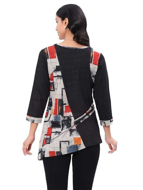 Parsley & Sage Martha Asymmetrical Tunic (BLK/RED/GRY)