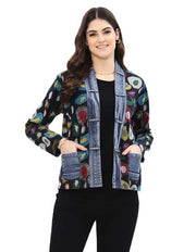 Parsley & Sage Onyx Multi Print Open Front Jacket (25W65E24)