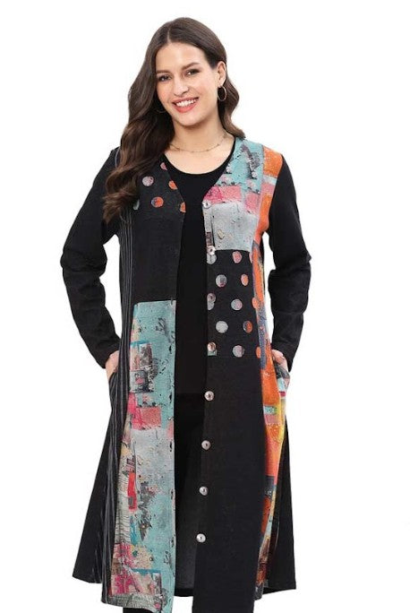 Parsley & Sage Vanita Multi-Pattern Dress (BLK)(25W214D2)