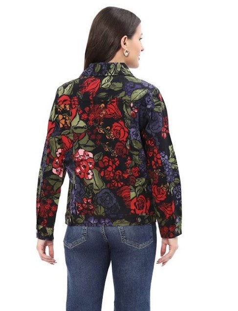 Parsley & Sage Iris Floral Print Jean Jacket